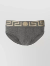 Versace Signature Greca Detailed Briefs In Grey