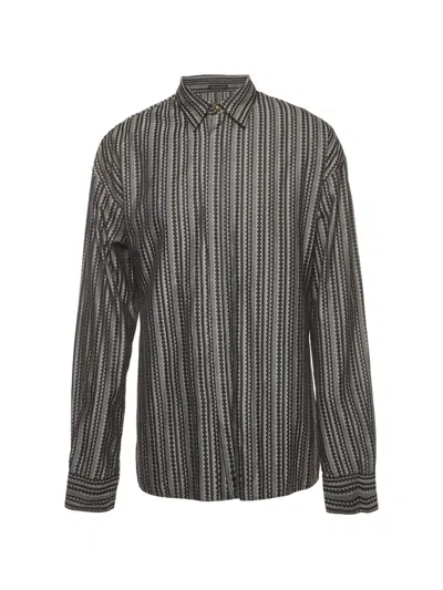 Pre-owned Versace Greca Striped Shirt In Black