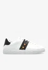 Versace Greca Studded Leather Sneakers In White