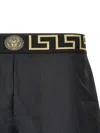 Versace Black Swim Trunks With Greca And Medusa Head Print On Elastic Waistband In Nylon Man