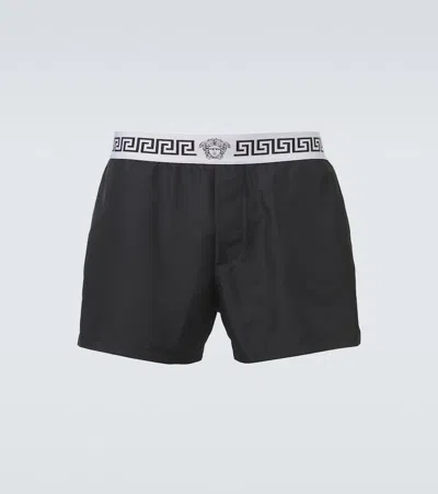 Versace Greca Swim Trunks In Black