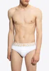 Versace White Swim Briefs With Greca Border And Medusa Motif In White