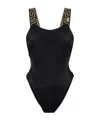 Versace Black One-piece Swimsuit With Greca Detail In Stretch Polyamide Woman In Black