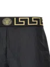 Versace Black Swim Trunks With Greca And Medusa Head Print On Elastic Waistband In Nylon Man In Multicolor