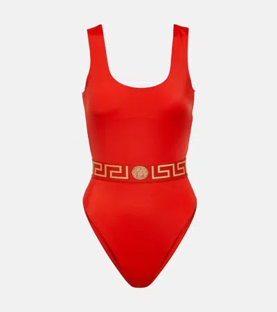 Versace Greca Swimsuit In Red