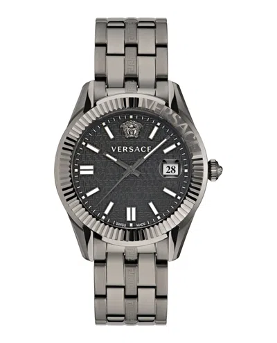 Versace Greca Time Bracelet Watch In Black/gray