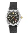 Versace Greca Time Gmt Watch In Black