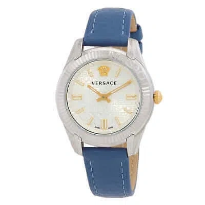 Pre-owned Versace Greca Time Quartz Silver Dial Ladies Watch Ve6c00123
