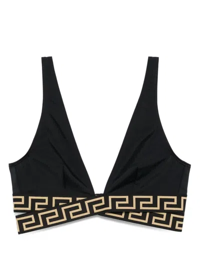VERSACE VERSACE GRECA TRIANGLE BIKINI TOP