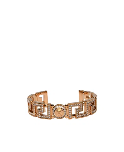 Versace Greca Tribute Medusa Cuff Bracelet In Yellow