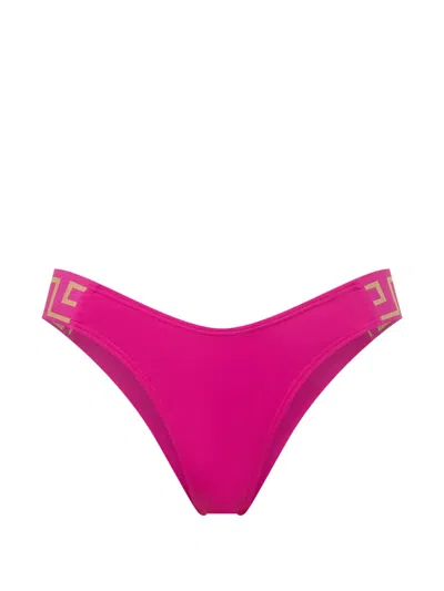 Versace Logo Band Swimsuit Bottoms In Pink