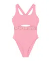 Versace Greca Trim One-piece Swimsuit In Pink