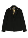 Versace Greca-trim Single-breasted Blazer In Black