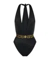 Versace Greca-trim Swimsuit In Black