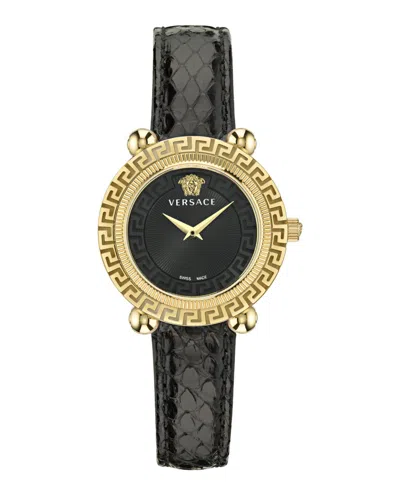 Versace Greca Twist Leather Watch In Multi