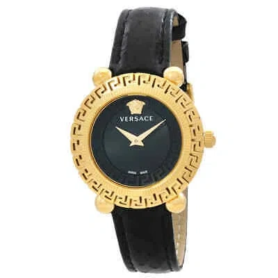 Pre-owned Versace Greca Twist Quartz Black Dial Ladies Watch Ve6i00323