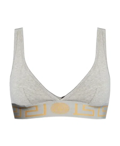 Versace Greca-underband Triangle Bralette In Grey