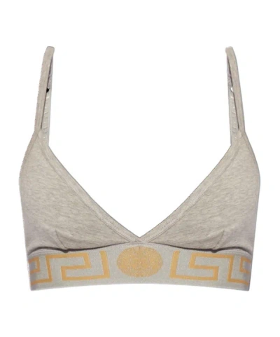 Versace Greca-underband Triangle Bralette In Grey