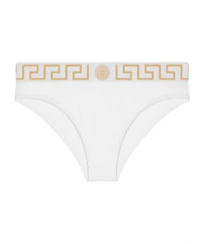 Versace Greca-waistband Briefs In White