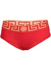 Versace Greca Key-waistband Briefs In Red