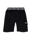 Versace Boy's Greca-waist Gabardine Cargo Shorts In Blue