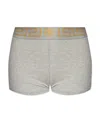 Versace Greca-waistband Cotton Boyshort In Gray
