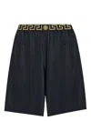 Versace Black Greca Border Swim Shorts In Black