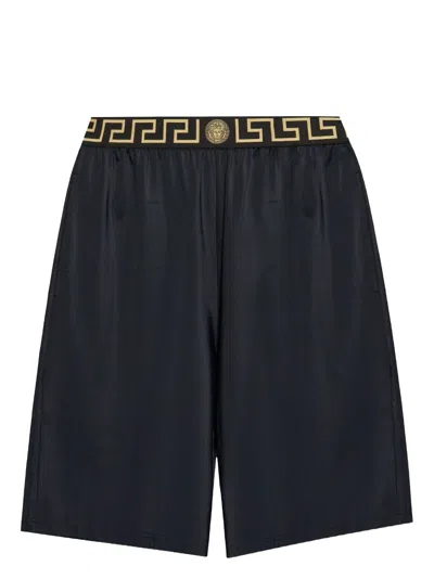 Versace Black Greca Border Swim Shorts In A80g-black Gold Gree