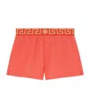 Versace Greca-waistband Swim Shorts In Orange