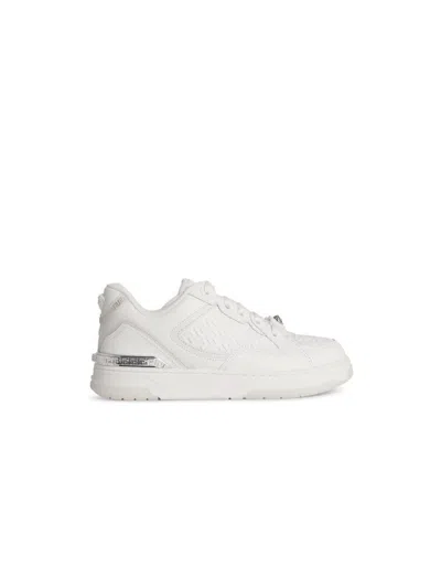 VERSACE VERSACE 'GRECA' WHITE LEATHER BLEND SNEAKERS