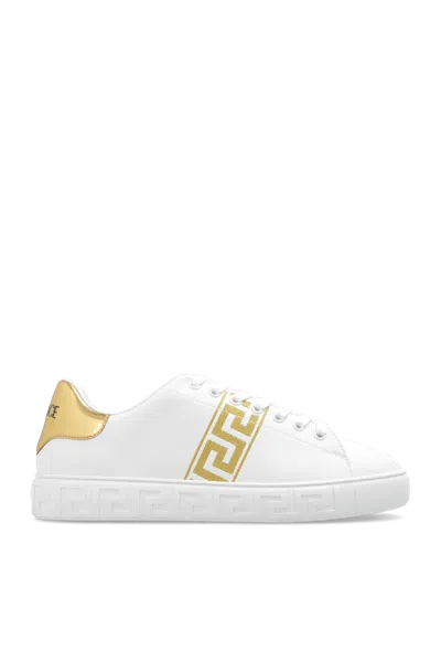 Pre-owned Versace Greca Women's White/gold Low Top Sneakers Ss24
