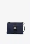 Versace Greca Zipped Pouch Bag In Blue