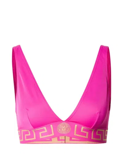Versace Greca-border Bikini Top In Pink