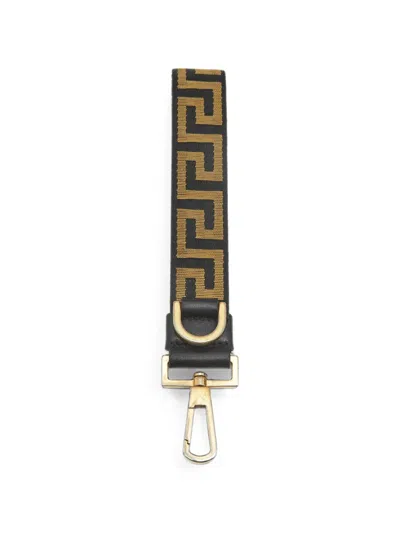 Pre-owned Versace Greca-canvas Key Holder In Black