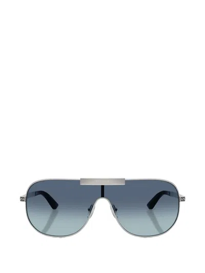 Versace Greca-detail Pilot-frame Sunglasses In Silver