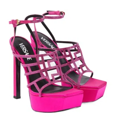 Versace Greca-embellished Maze High-heeled Sandals In Multi