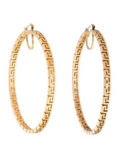 Pre-owned Versace Grecamania Hoop Earrings In Multi