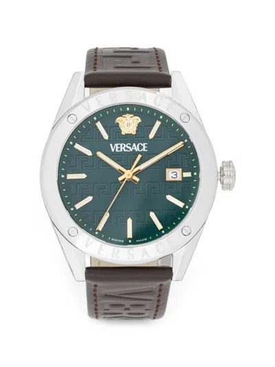 Versace Greca-pattern 41mm Watch In Green
