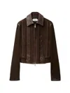 Versace Greca-embossed Leather And Suede Jacket In Brown