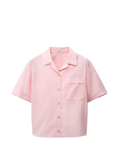 Versace Greca-pattern Short-sleeve Shirt In Pink