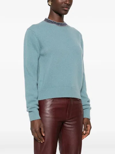 Versace Greca-pattern Sweater In Blue