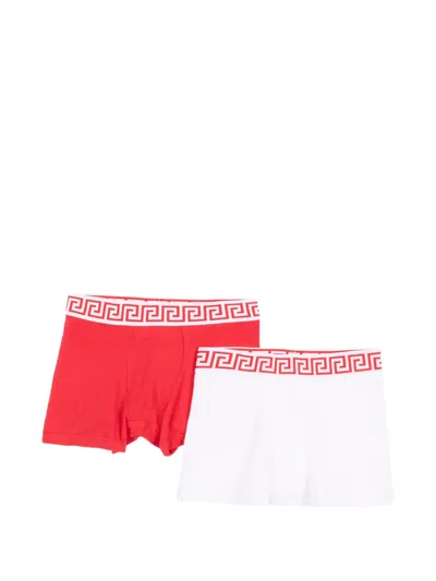 Versace Kids' Greca-print Boxer Shorts In Multi