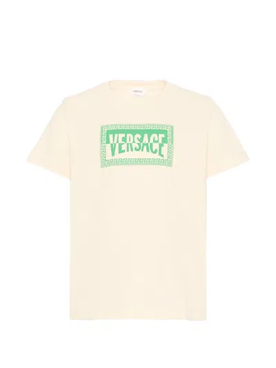 Versace Kids' Greca-print T-shirt In Brown