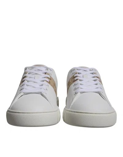 Versace Greca-print Two-tone Leather Sneaker In White