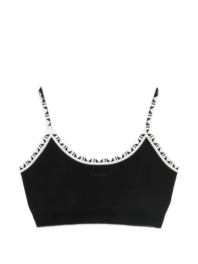 Versace Greca-trim Cropped Top In Black