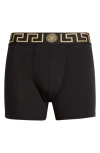 Versace Underpants Low Rise Trunk Stretch Bio Cotton Jers In Black