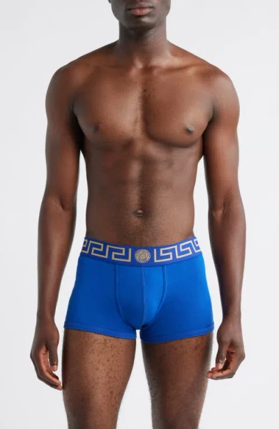 Versace Grecca Band Boxer Briefs In Blue