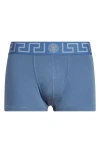 Versace Grecca Band Boxer Briefs In Stone Blue Stone Silver