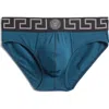 Versace Grecca Band Briefs In Blue