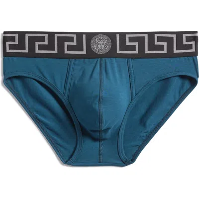 Versace Grecca Band Briefs In Blue